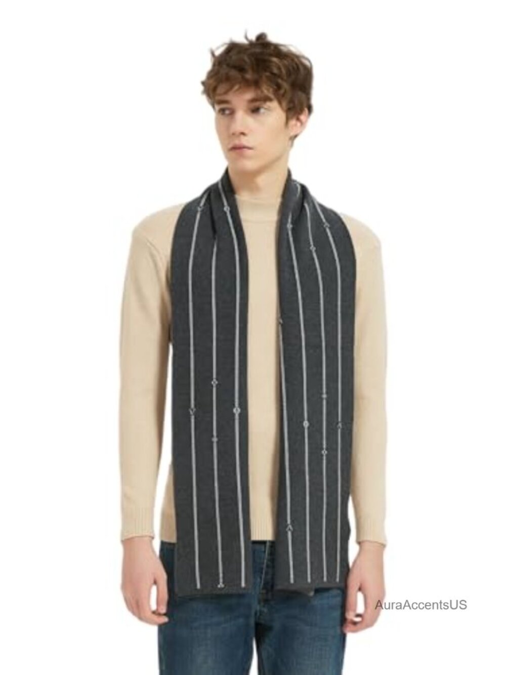 Men's Classic Wool Blend Scarf Thick Plaid Long Winter Warm Scarves